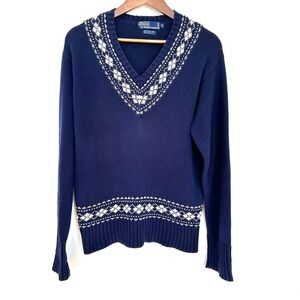 Ralph Lauren Polo sweater with v-neck & long sleeves, loose fit, cotton/linen